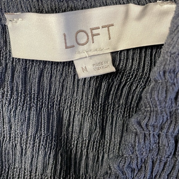 Loft Slate Blue Smocked Ruffle Top - Picture 5 of 6